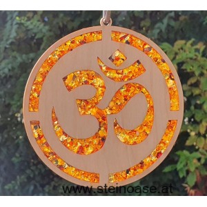 Fensterbild Suncatcher Bernstein - 'OM' Ø 11cm